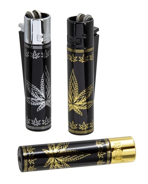 Clipper Feuerzeuge groß, 12er Display, METALL SILHOUETTE LEAVES